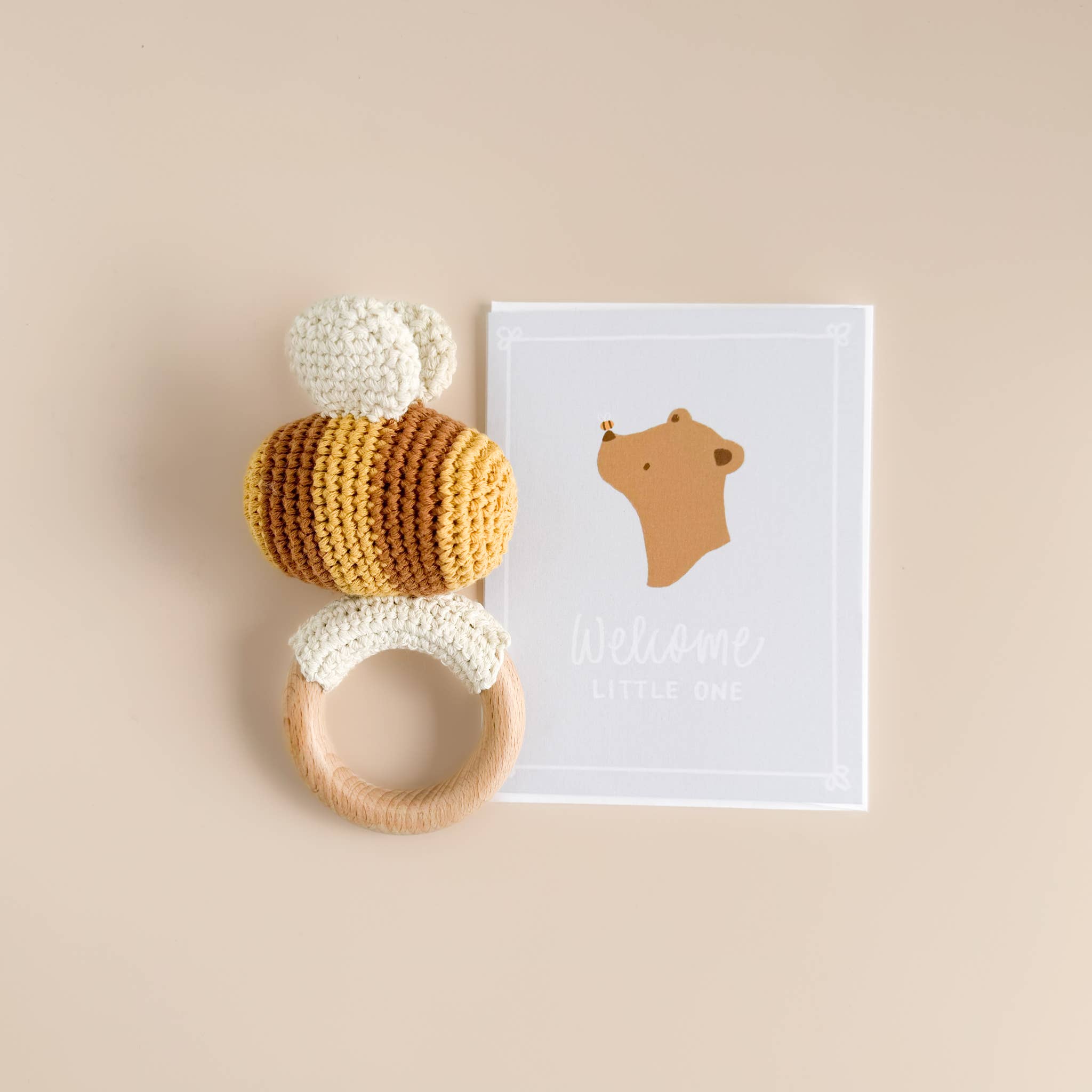 Teether Bee Cotton Crochet Rattle Spring Summer Baby Toy