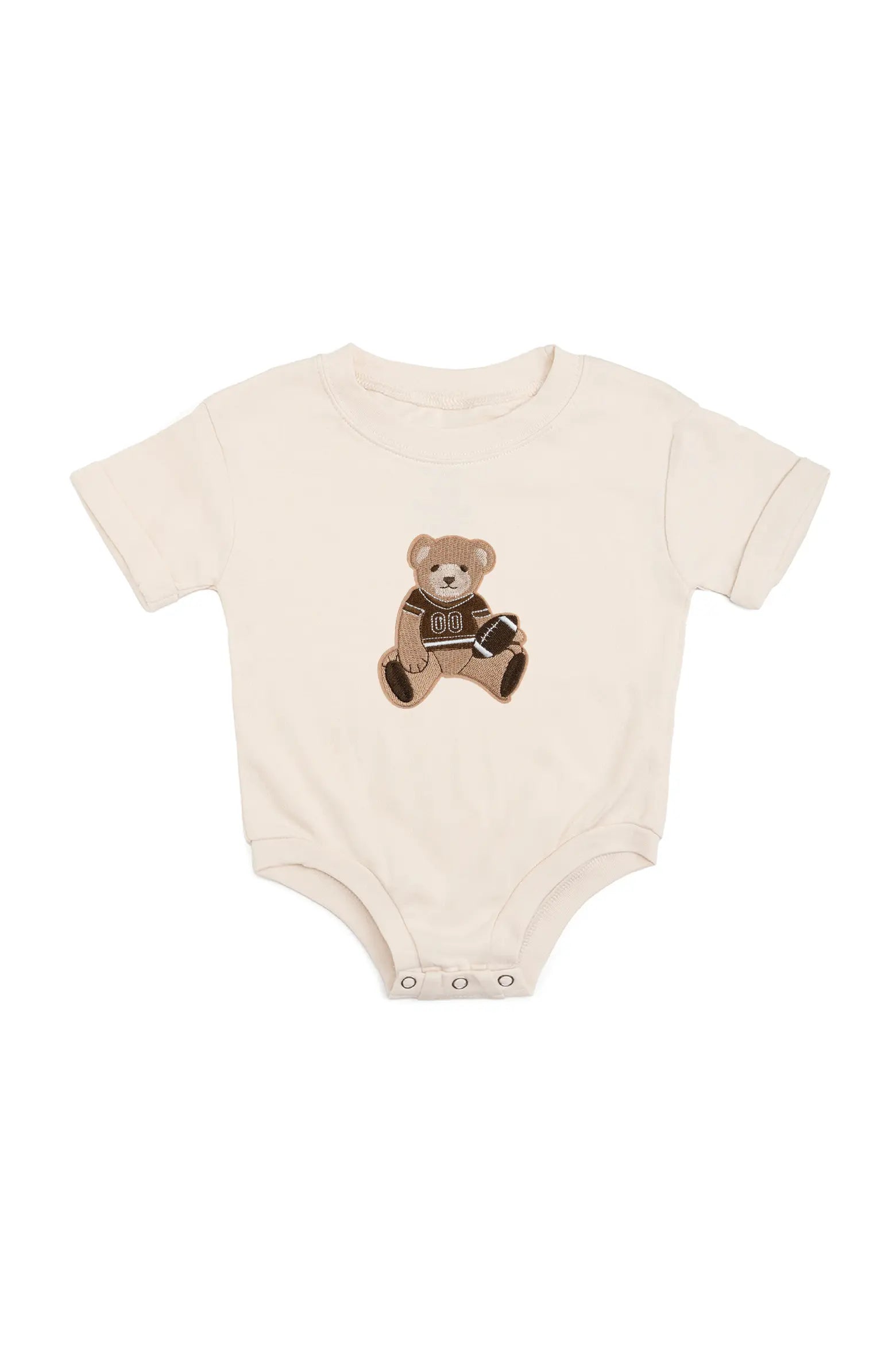 Teddy Bear Patch Short Sleeve Romper
