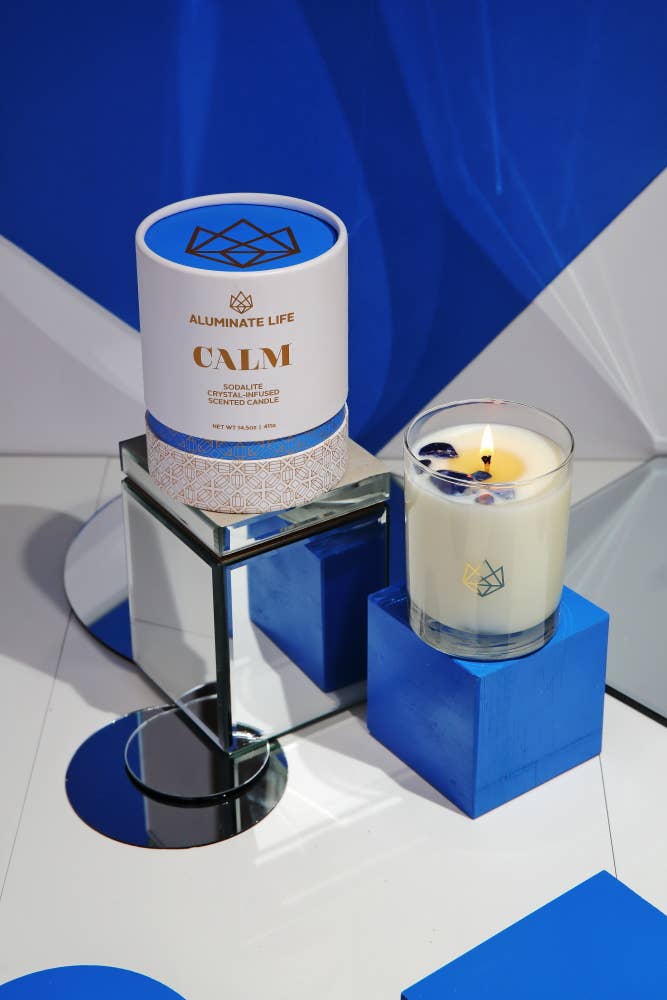 Calm Essential Oil Sodalite Crystal Scented Candle