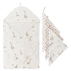 Charlie Farmhouse Goose Hooded Towel/Wash Cloth Set