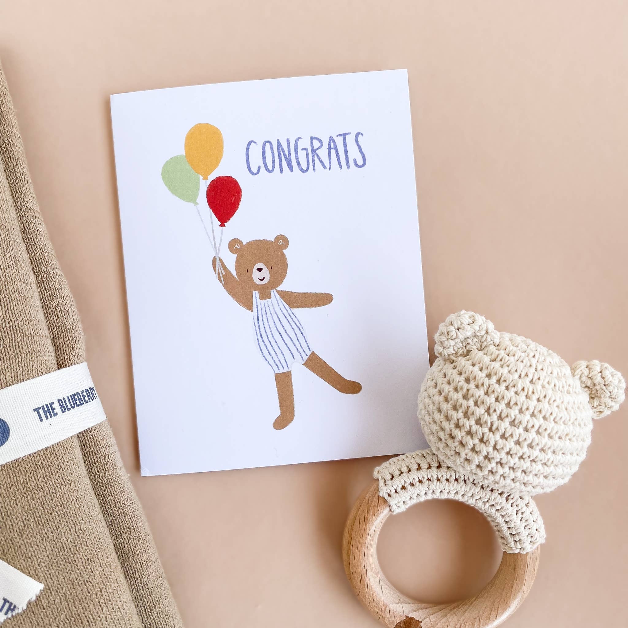 Greeting Card Congrats Balloon Bear Baby Shower Birthday