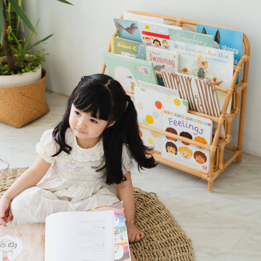Handcrafted - Elena Kids Montessori Bookshelf -Rattan Wicker