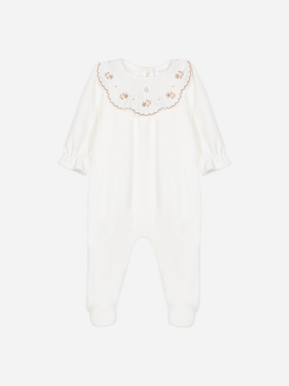 Ecru Babygrow with Embroidered Collar
