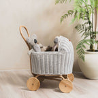 Handcrafted - Colette Doll Stroller (White) - Rattan Wicker