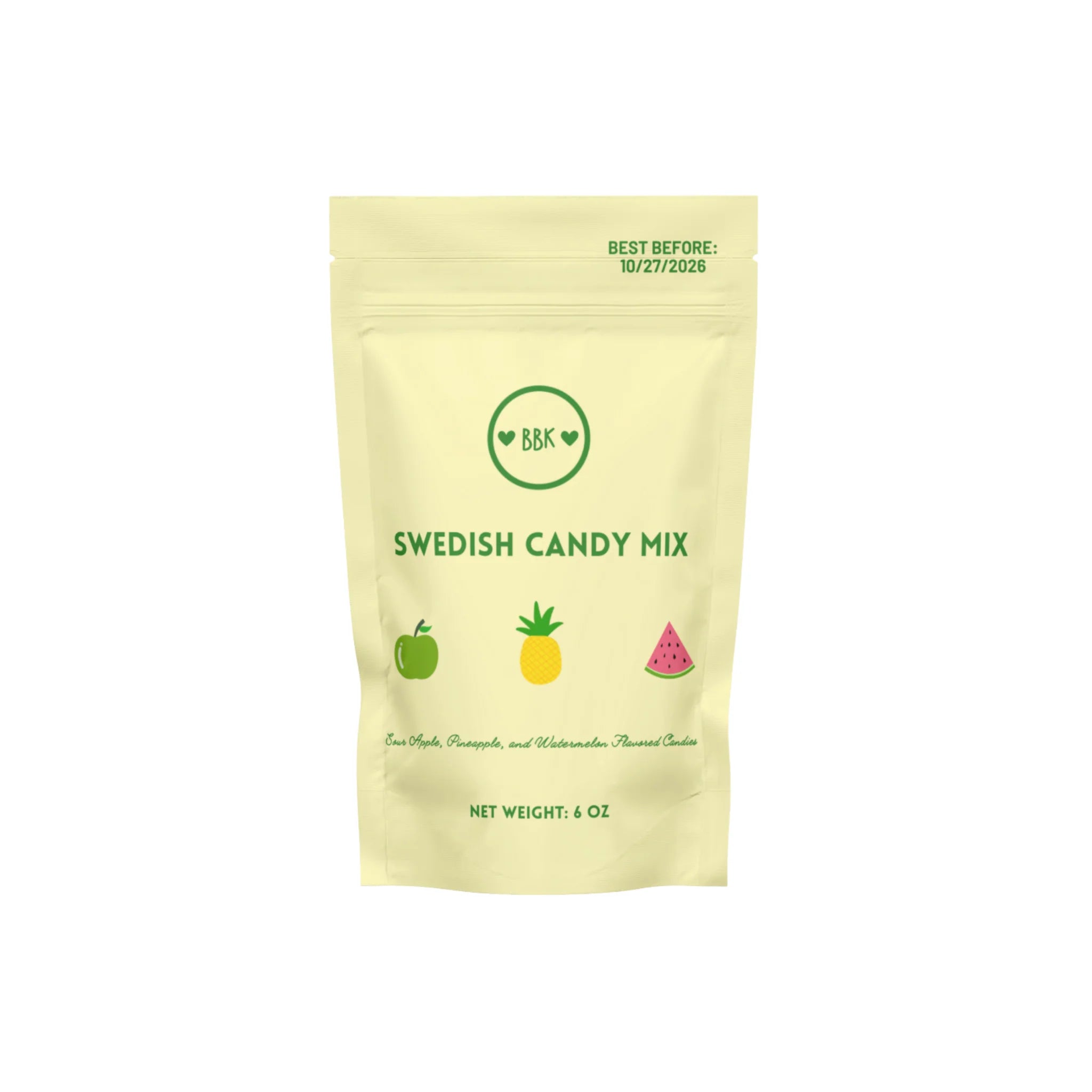 Swedish Candy Mix 6oz - Pineapple, Sour Apple, Watermelon