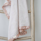 Violet Floral Muslin Baby Blanket with Ruffle Trim