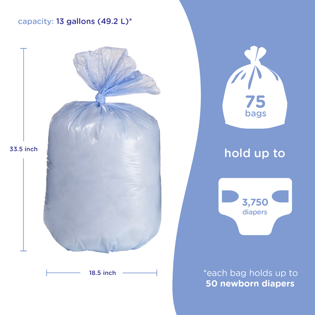 Baby Diaper Pail Plastic Waste Bags, 75 Count