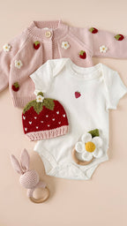 Teether Flower White Cotton Crochet Rattle Baby Toy Summer