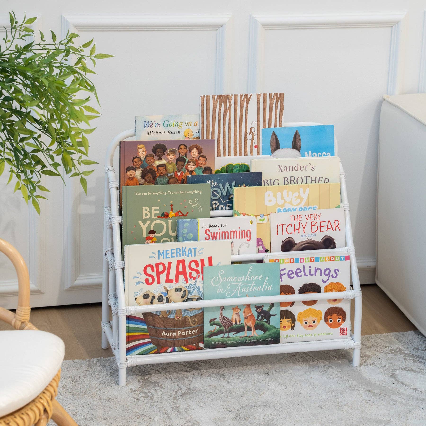 Handcrafted- Elena Kids Montessori Bookshelf (White) -Rattan