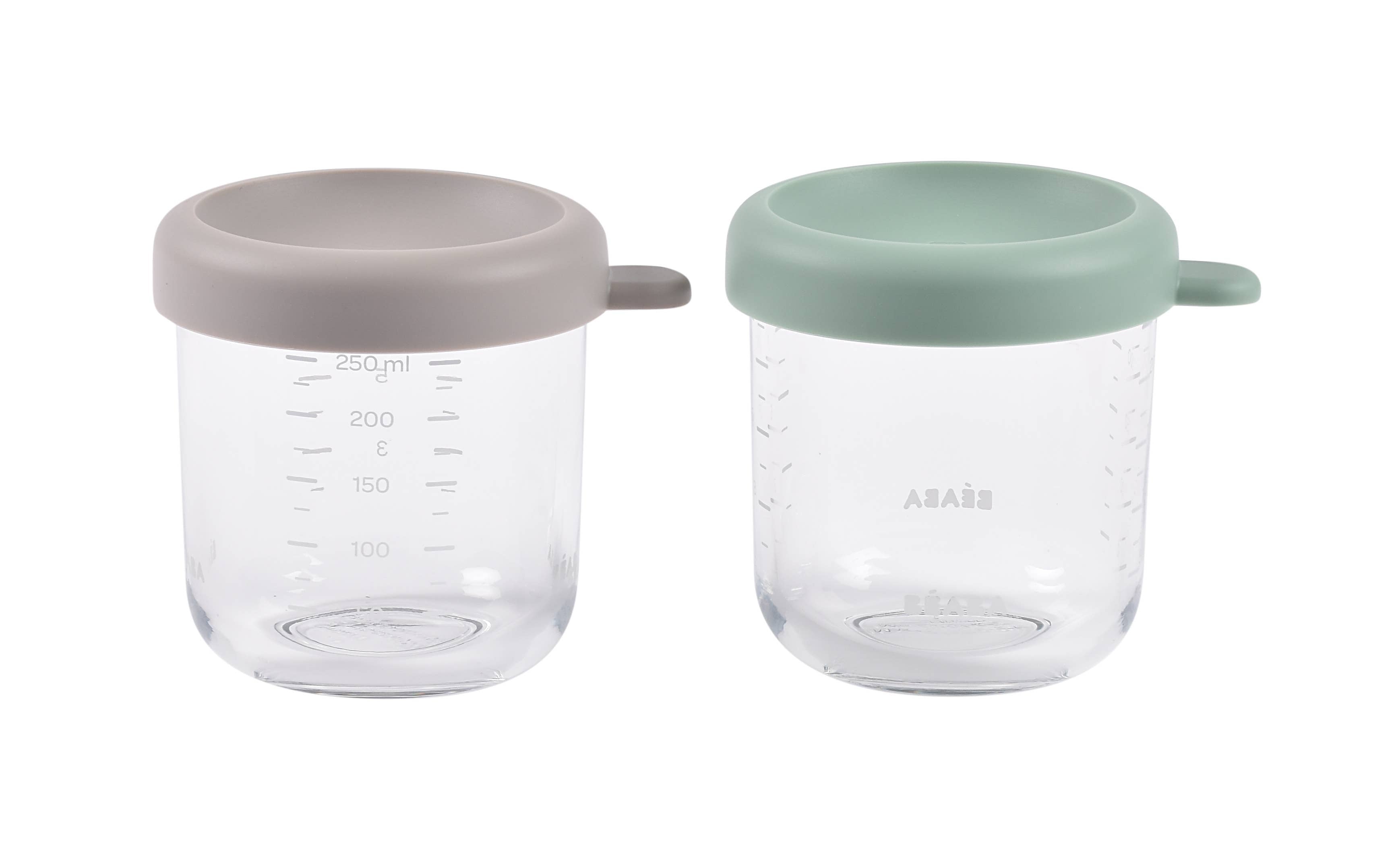 BEABA 2 Pack Glass Baby Food Jars-8oz- Sage/Gazelle
