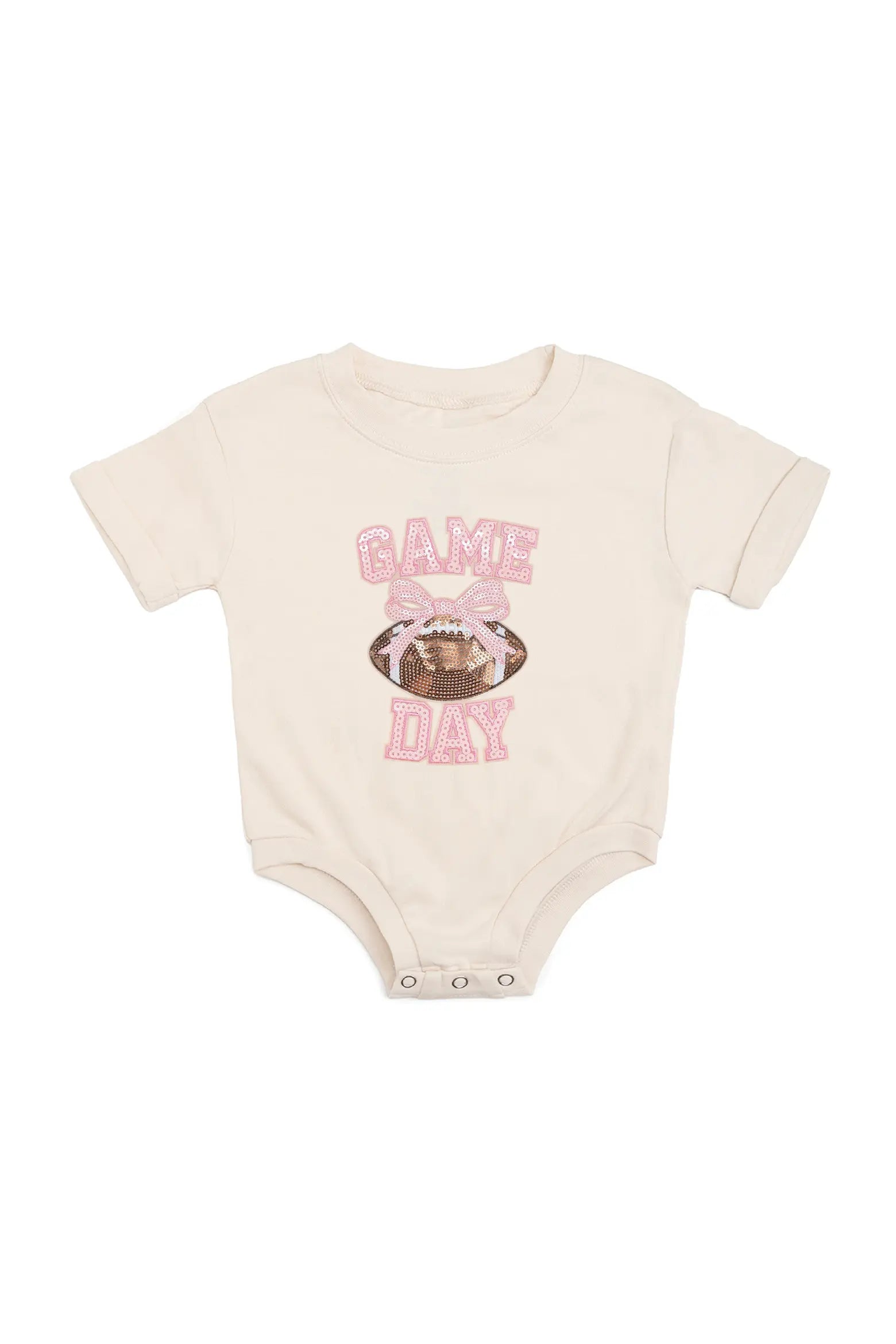 Game Day Sequin Patch Short Sleeve Romper