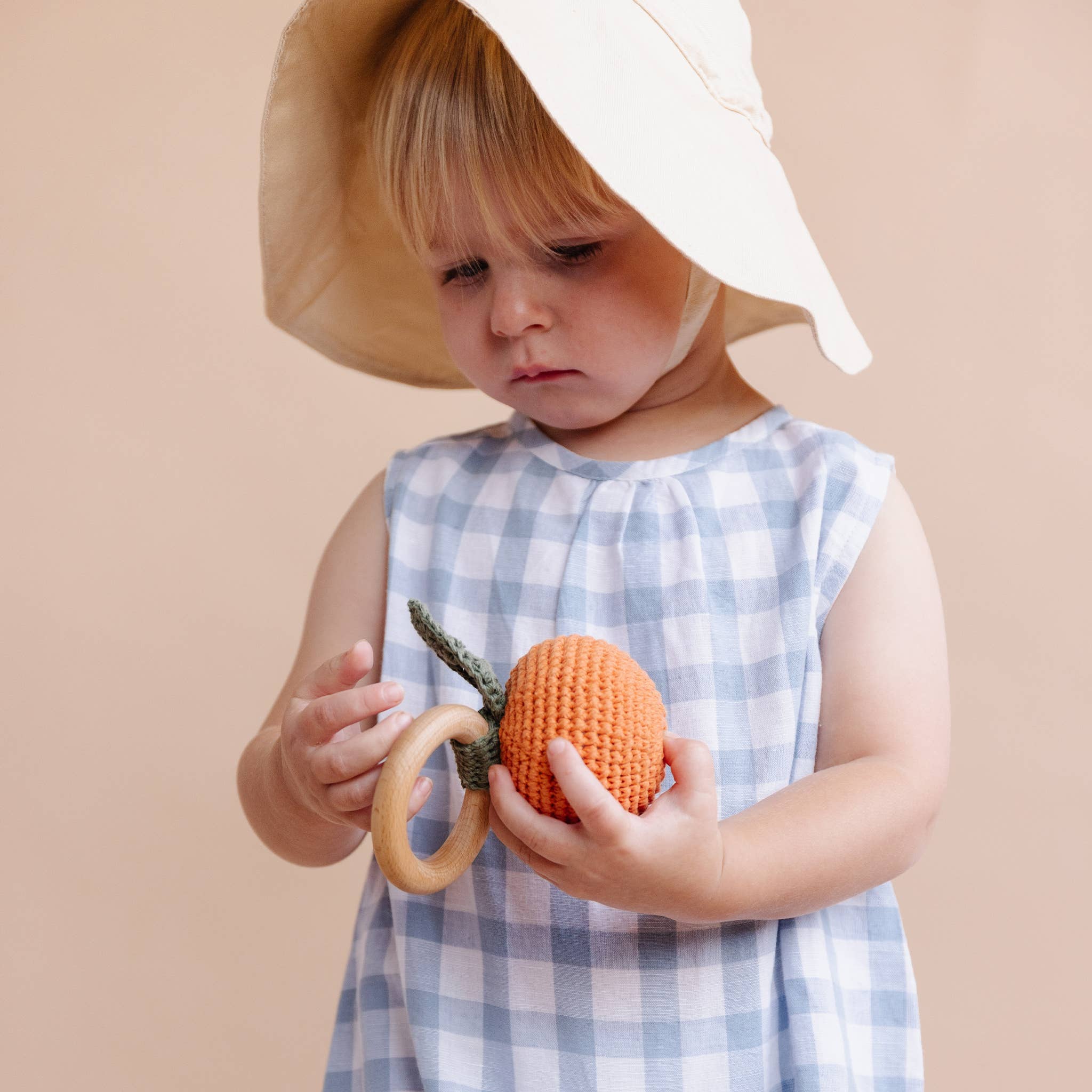 Teether Orange Cotton Rattle Fruit Baby Clementine Pumpkin