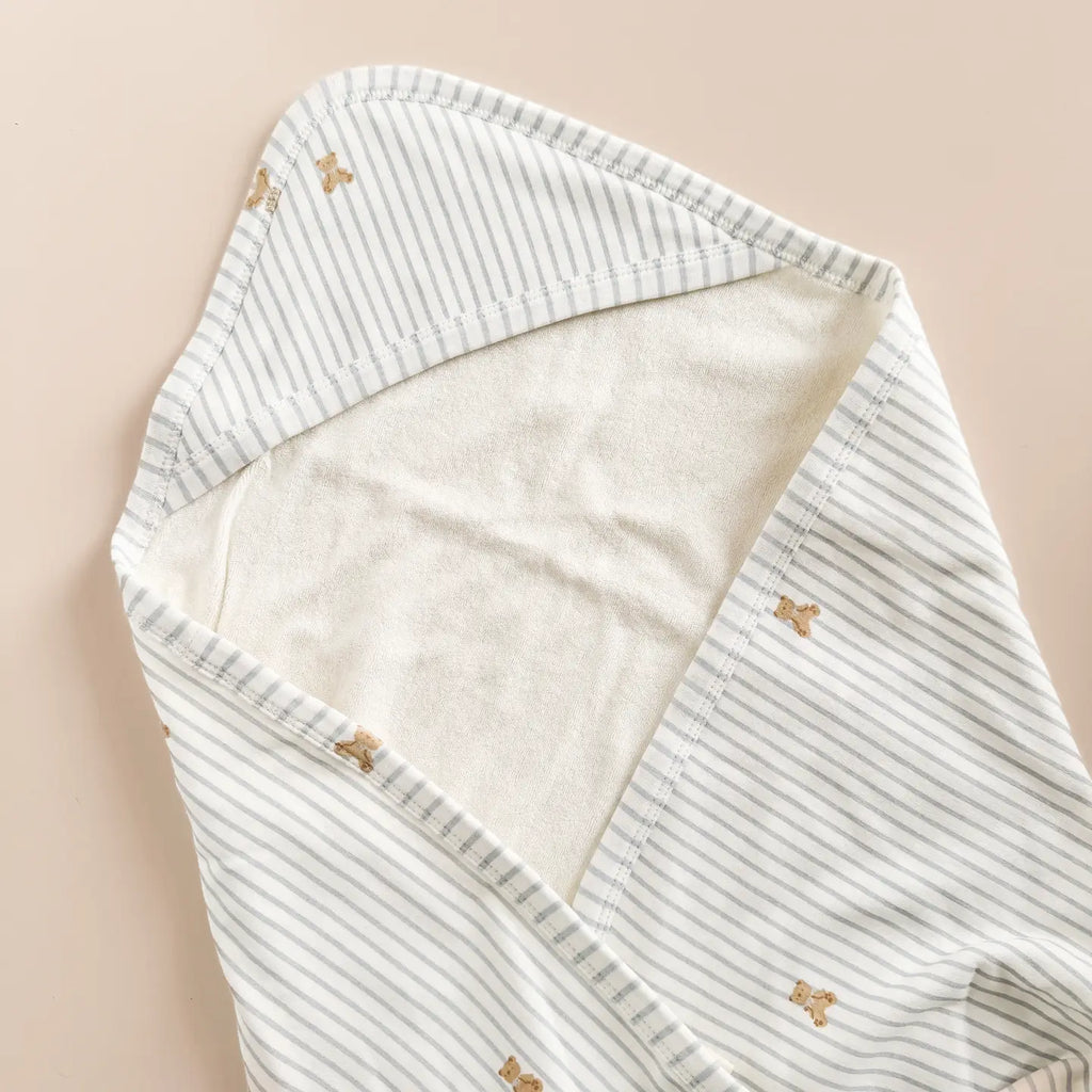 Organic Cotton Hooded Towel- Teddy Bear
