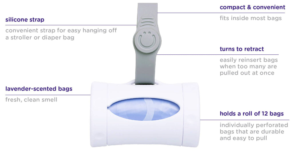 White Retractable On-the-Go Bag Dispenser