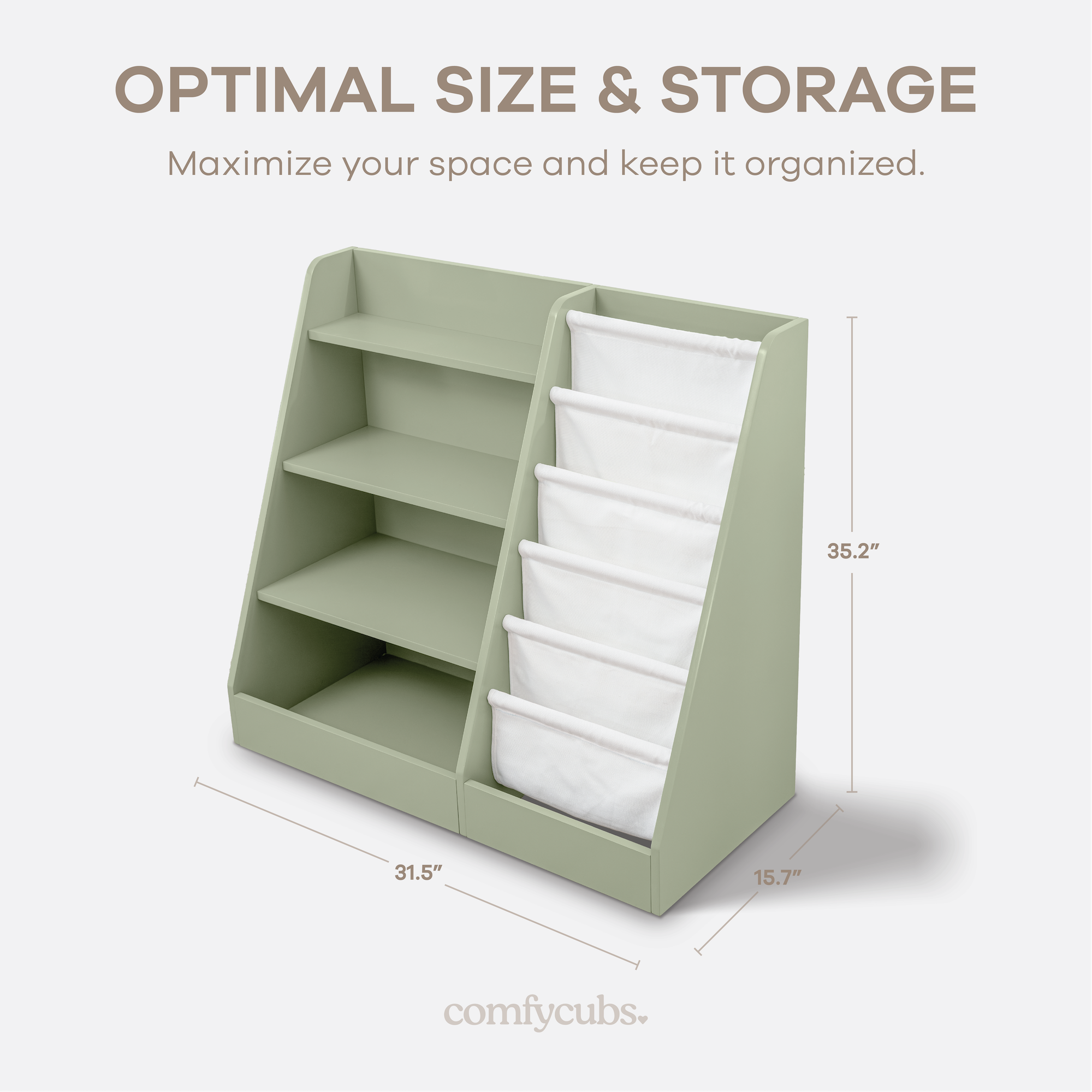Kids Montessori Book Shelf, Shelves for Toys by Comfy Cubs