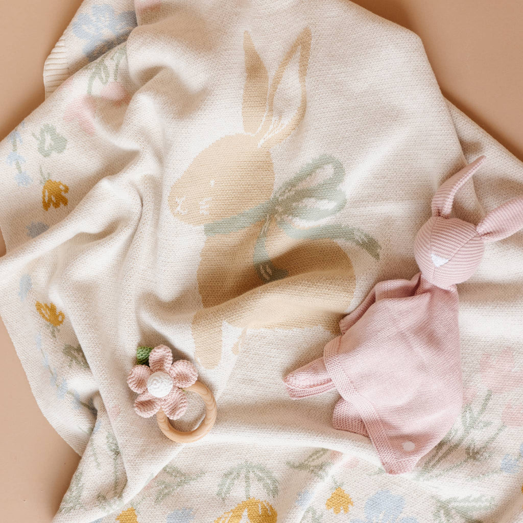 Blanket Pastel Bunny Cotton Baby Decor Gift Spring