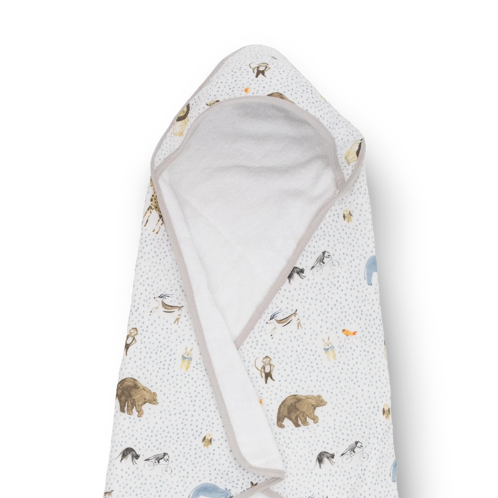 Cotton Infant Hooded Towel- Party Animals