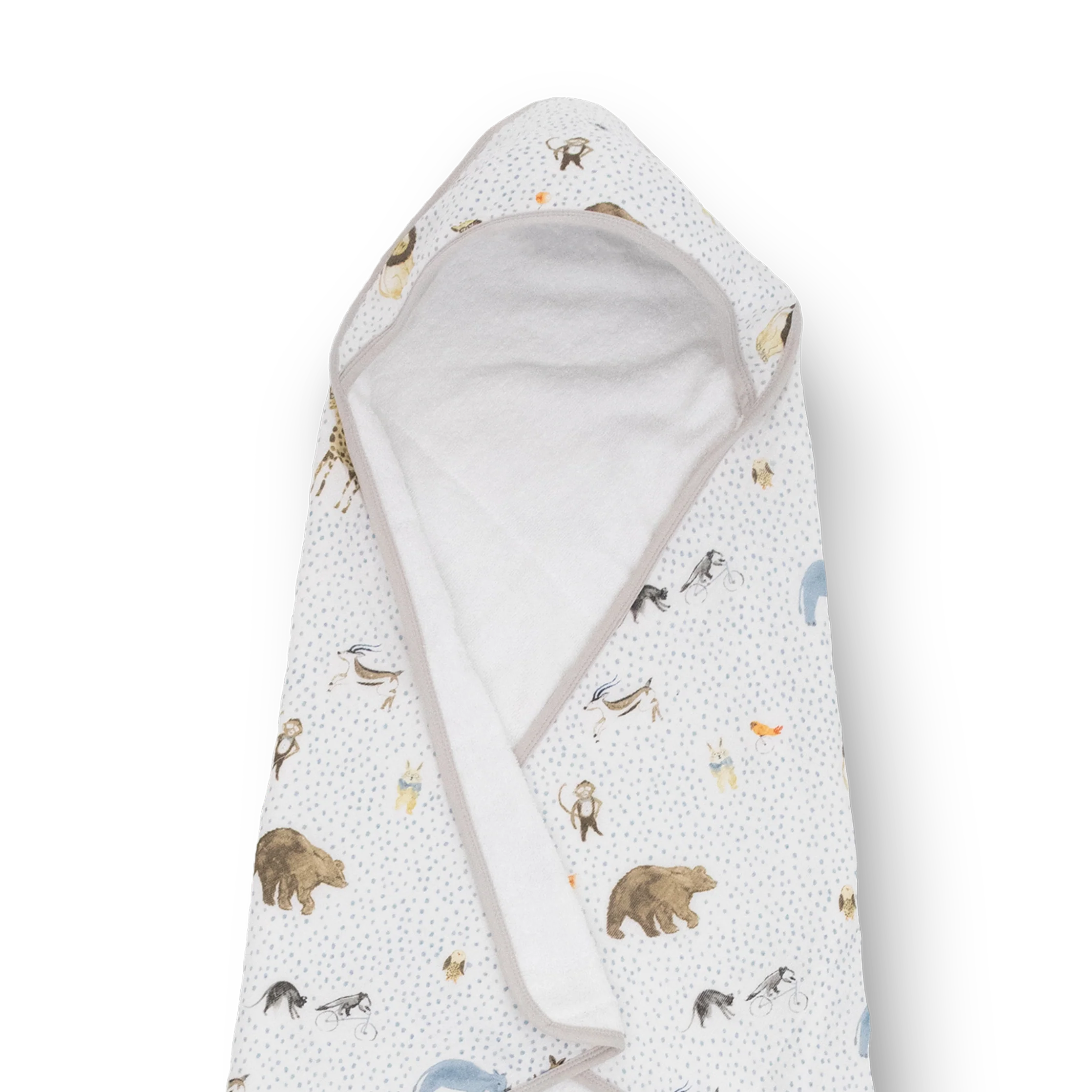 Cotton Infant Hooded Towel- Party Animals