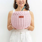 Handcrafted - Apple Basket (Pink) Small - Rattan Wicker