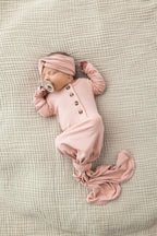 Audrey Ribbed Knotted Gown NB-3 Month