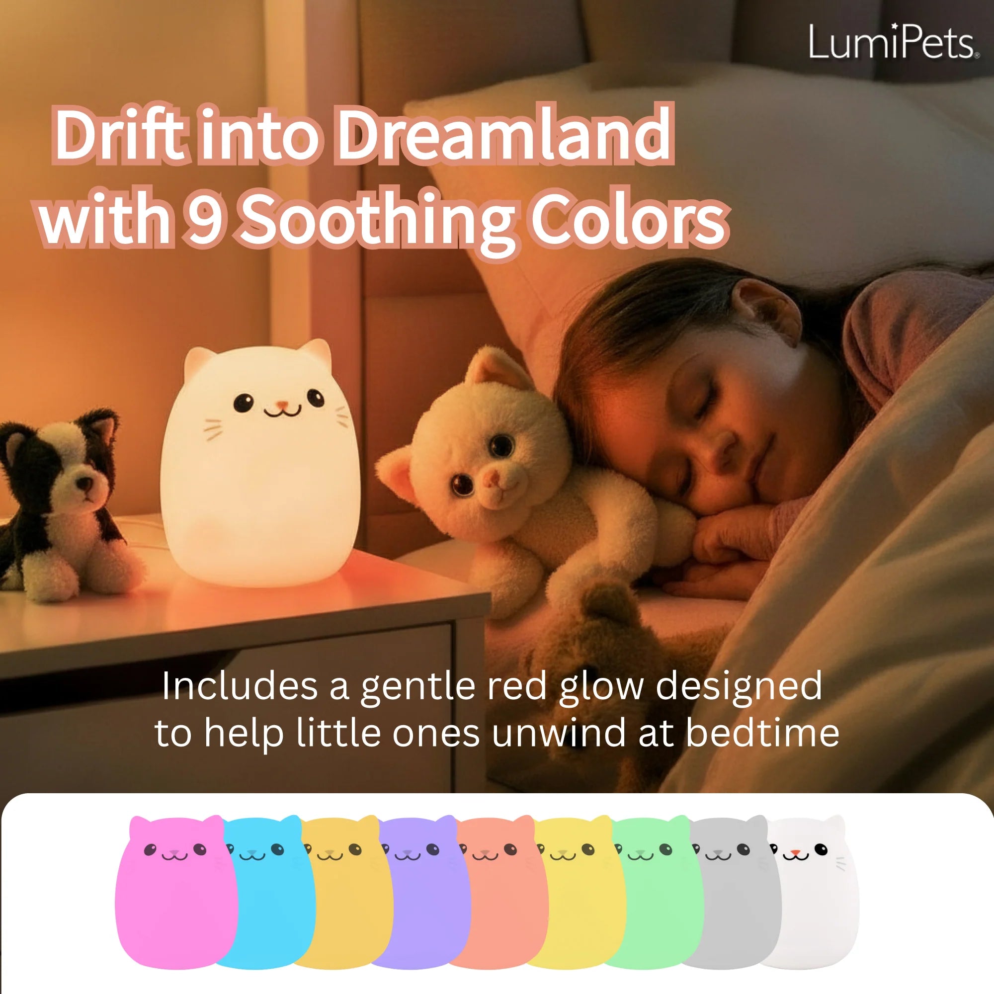 LumiPets® Clive the Cat- Children's Touch Night Light