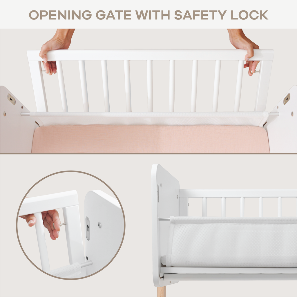 Wooden Bedside Bassinet Sleeper for Babies by Comfy Cubs