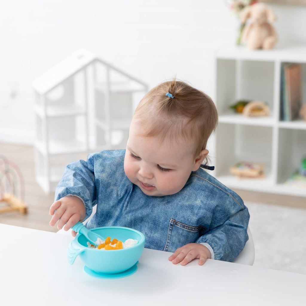 Sleeved Bib: Vintage Denim