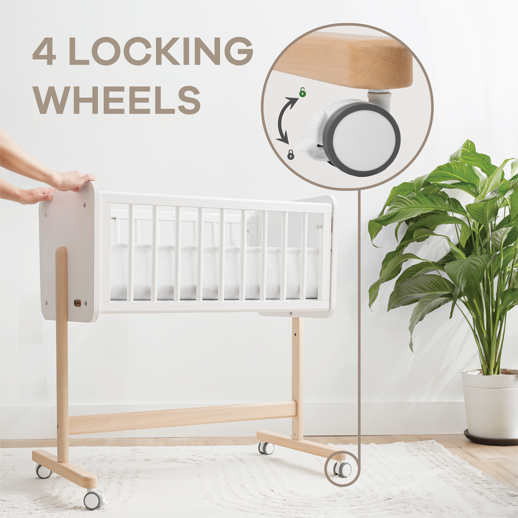 Wooden Bedside Bassinet Sleeper for Babies by Comfy Cubs