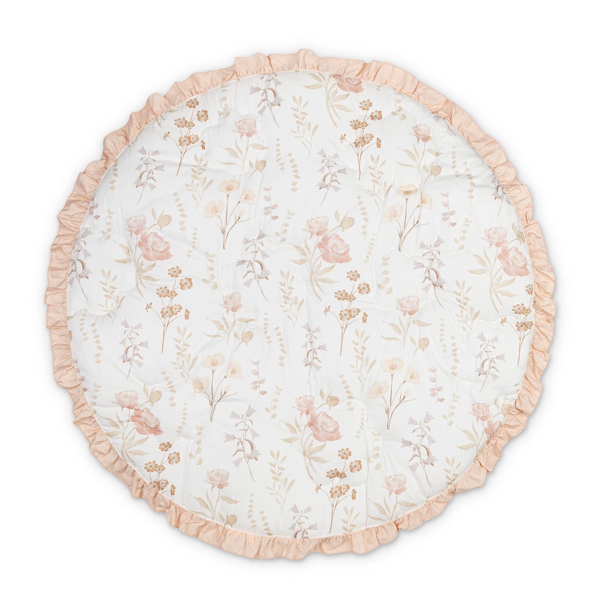 Violet Floral Ruffle Quilted Baby Play Mat