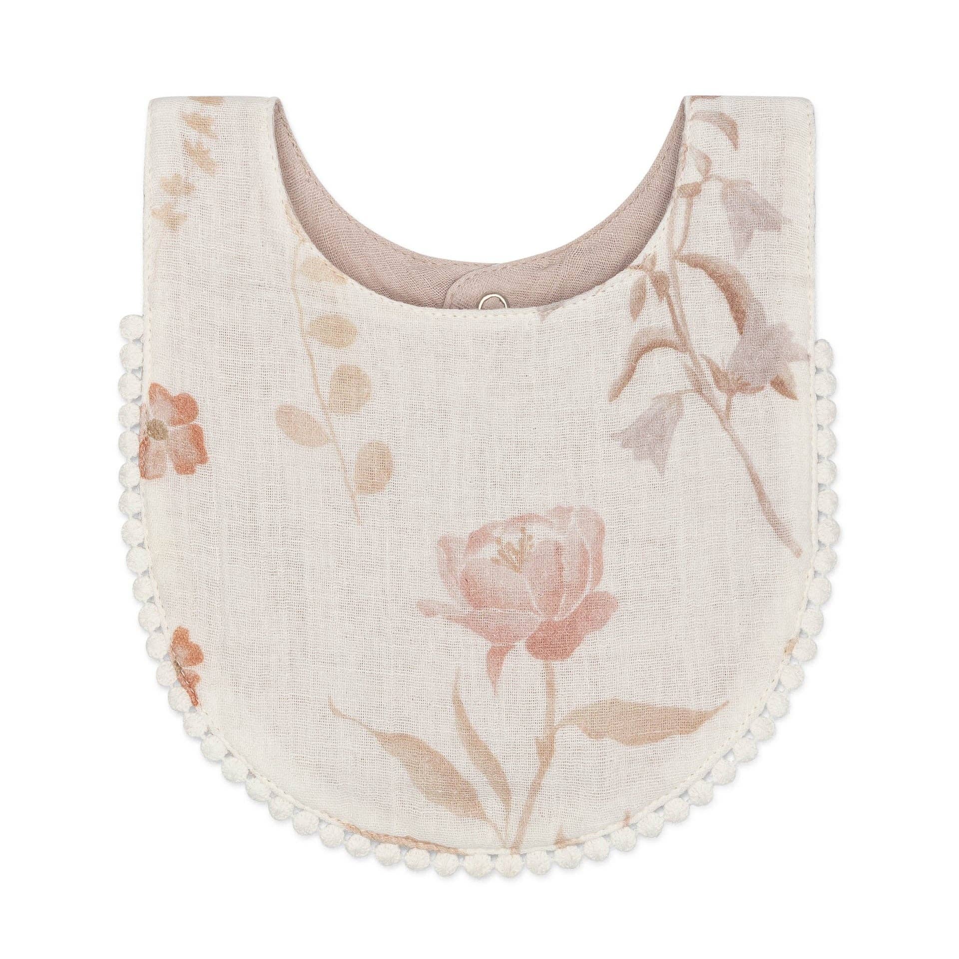 Violet Floral Cotton Baby Bib Set (3 Pack)