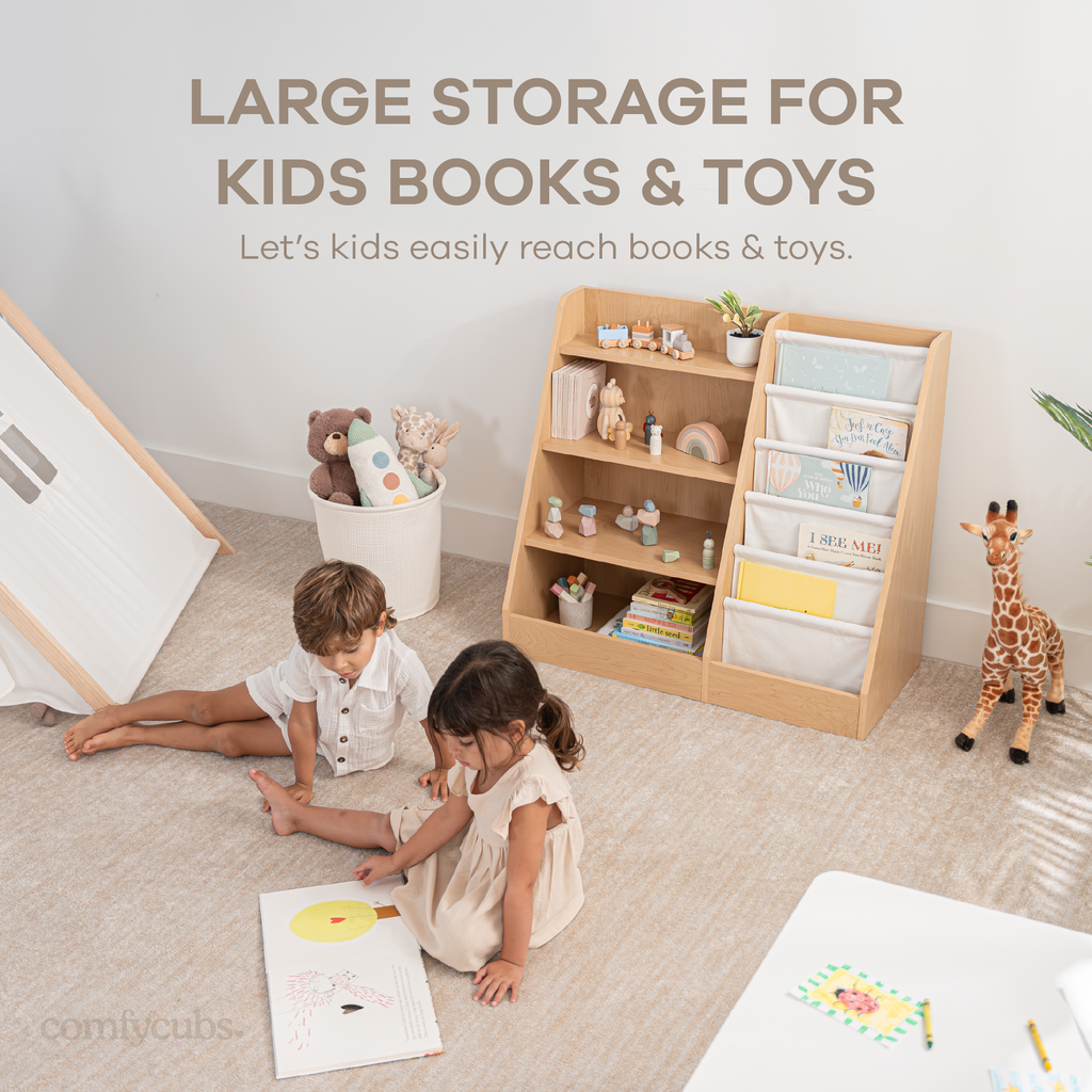 Kids Montessori Book Shelf, Shelves for Toys by Comfy Cubs