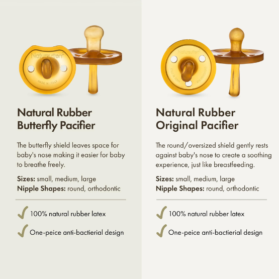 Natursutten's Natural Rubber Orthodontic Pacifier with Butterfly Shield