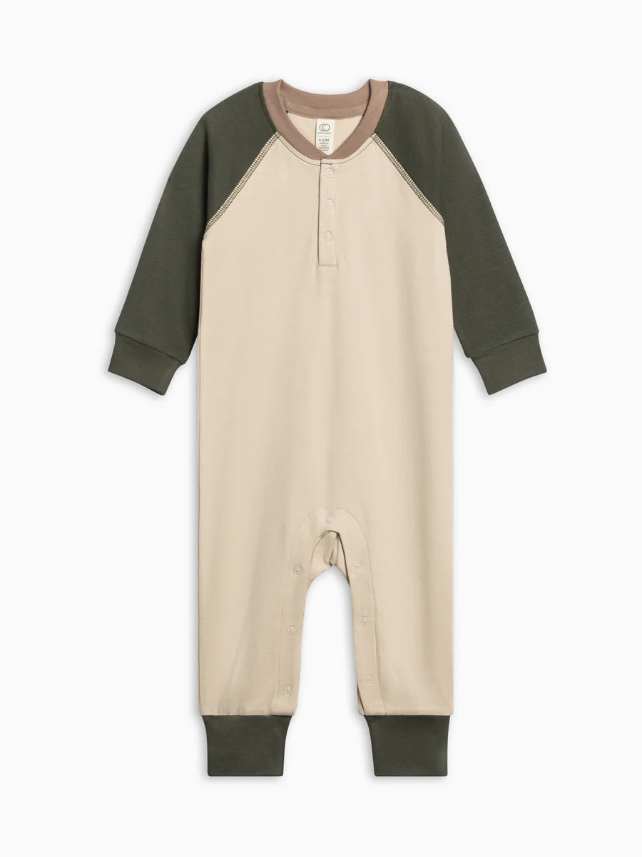 Brix Henley Romper- Oat/Pine