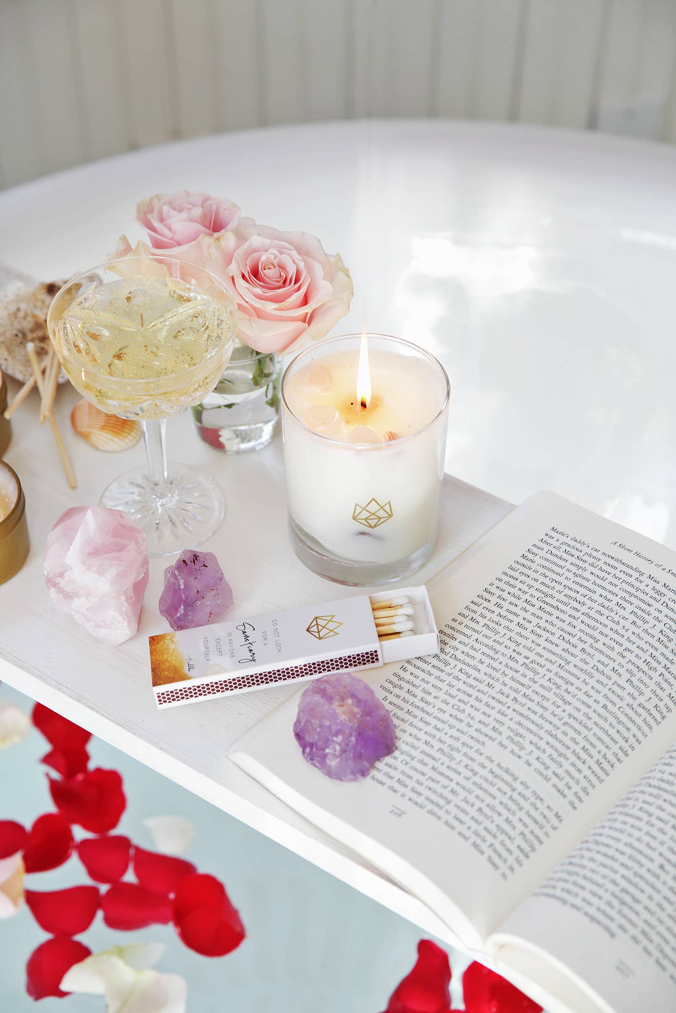 Sleep Rose Quartz Crystal Essential Oil Scented Candle