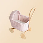 Handcrafted - Colette Doll Stroller (Pink) - Rattan Wicker