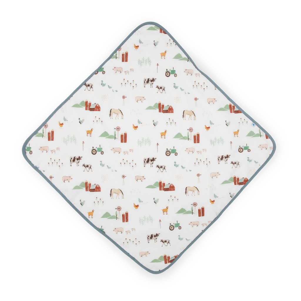 Cotton Hooded Infant Towel- Farmyard