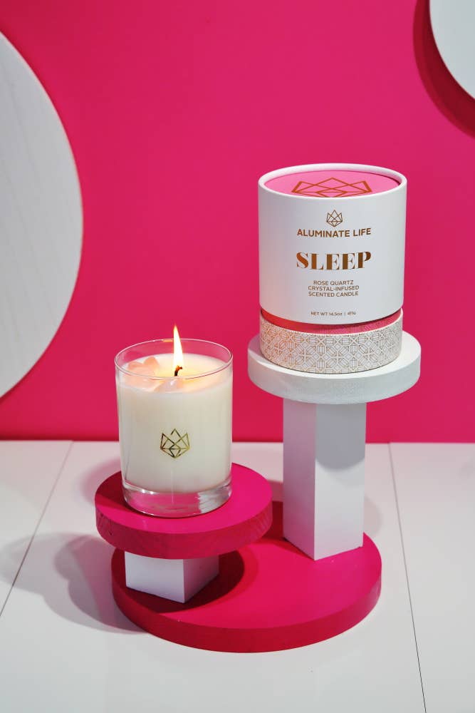 Sleep Rose Quartz Crystal Essential Oil Scented Candle
