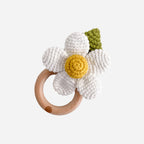 Teether Flower White Cotton Crochet Rattle Baby Toy Summer