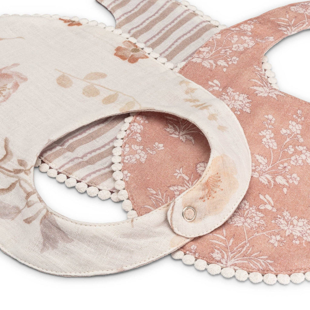 Violet Floral Cotton Baby Bib Set (3 Pack)