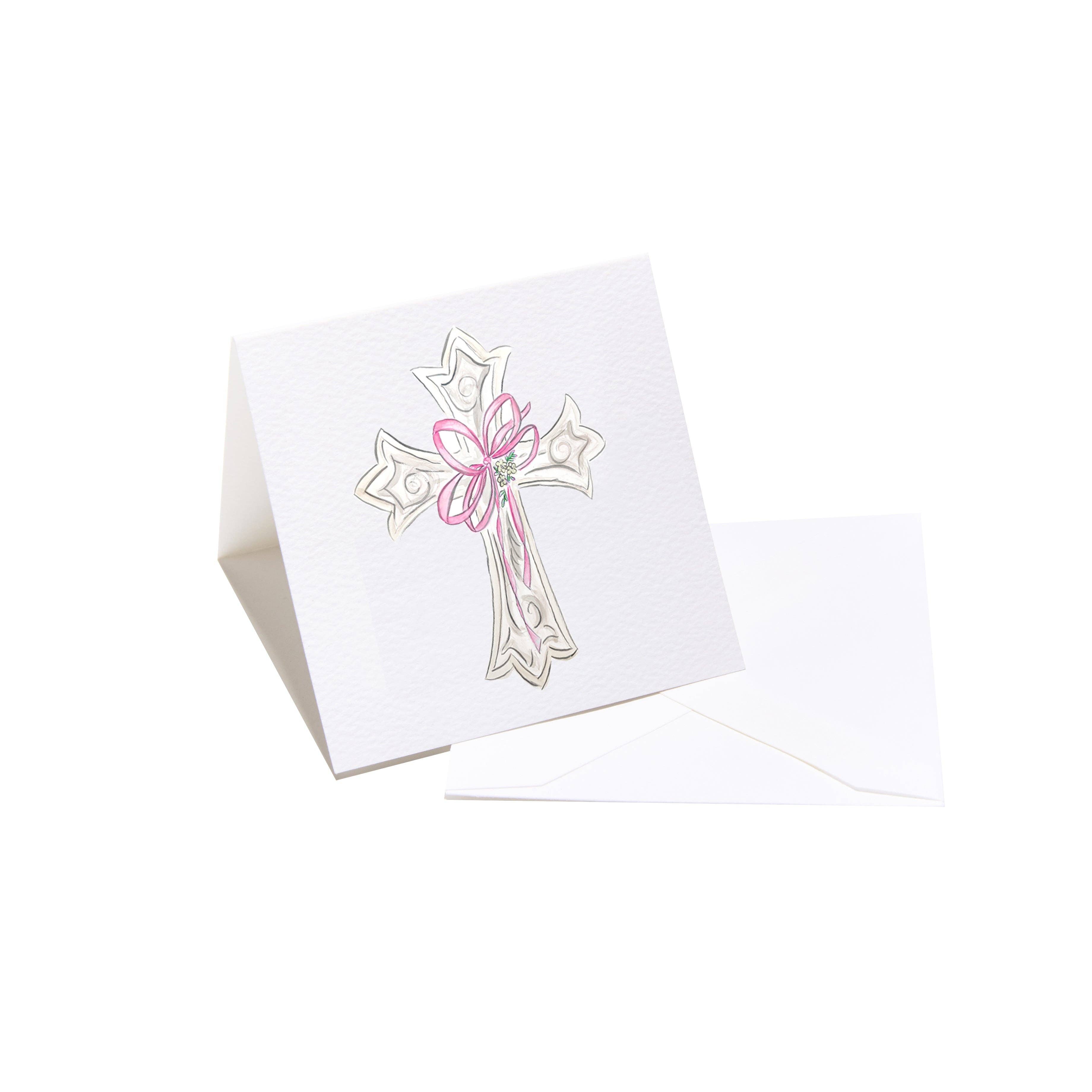Cross Enclosure Card - Pink Bow