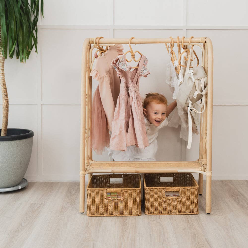 Handcrafted - Belle Kids Clothing Rack - Rattan Wicker