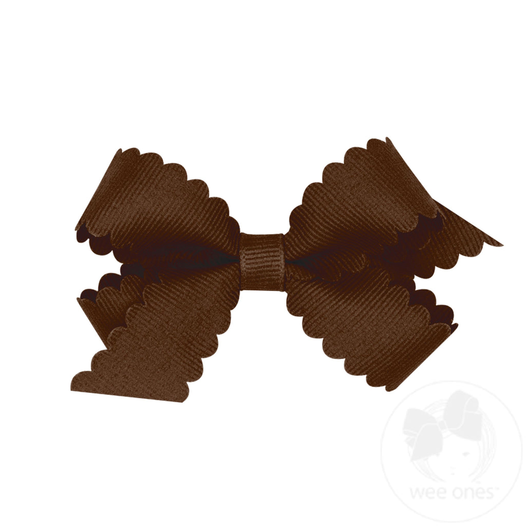 Mini Grosgrain Hairbow with Scalloped Edge