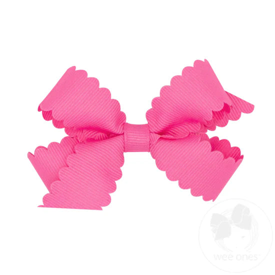 Mini Grosgrain Hairbow with Scalloped Edge