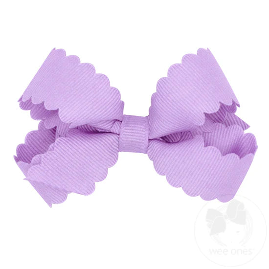Mini Grosgrain Hairbow with Scalloped Edge