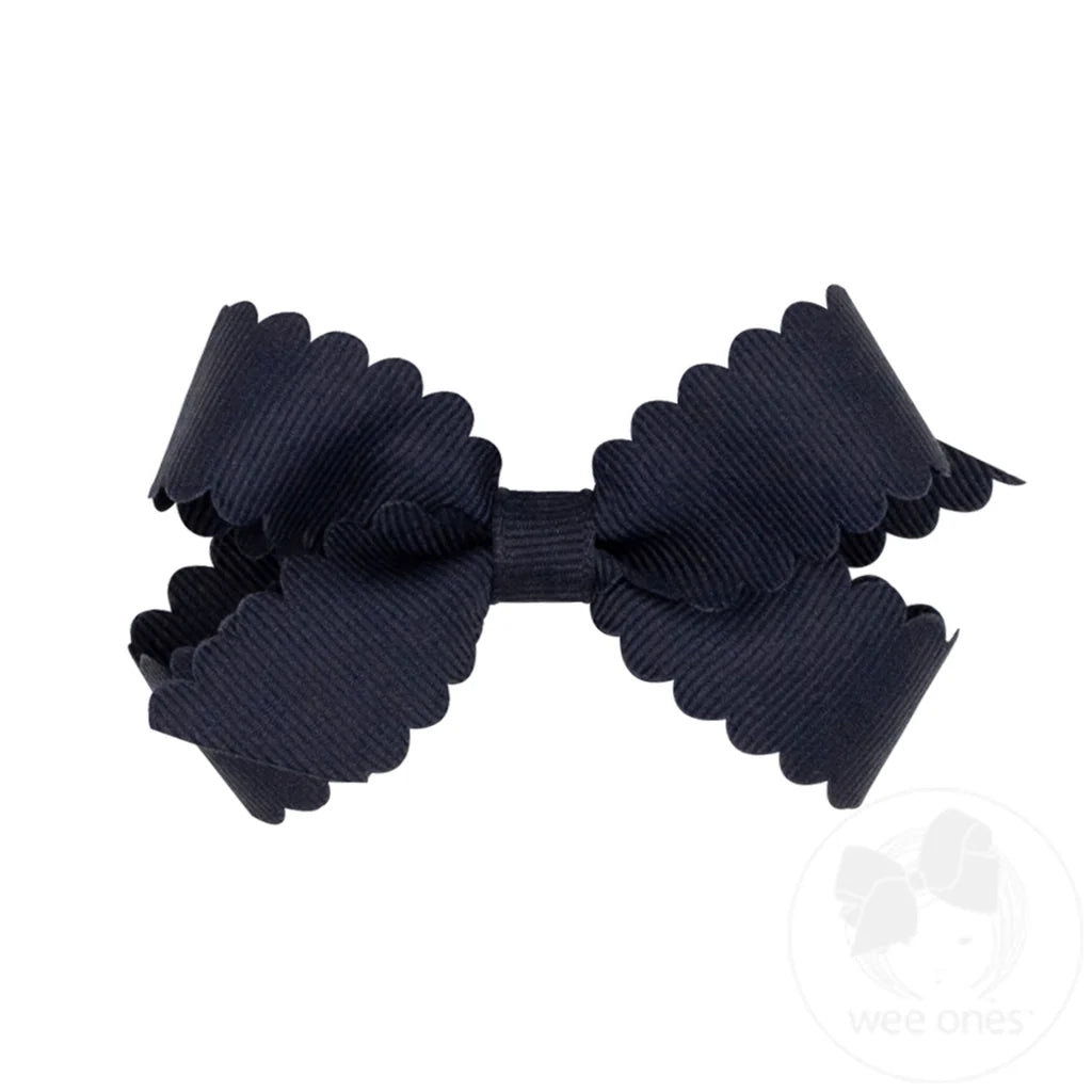 Mini Grosgrain Hairbow with Scalloped Edge