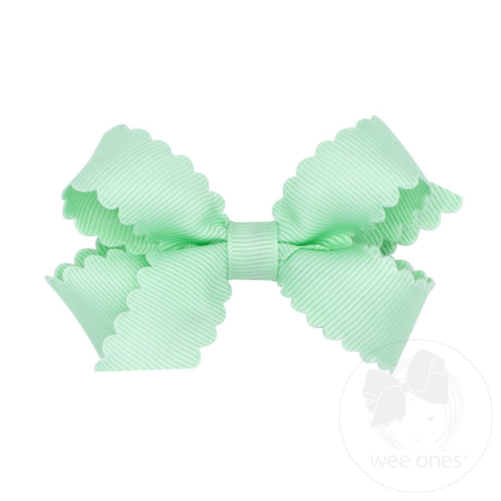 Mini Grosgrain Hairbow with Scalloped Edge