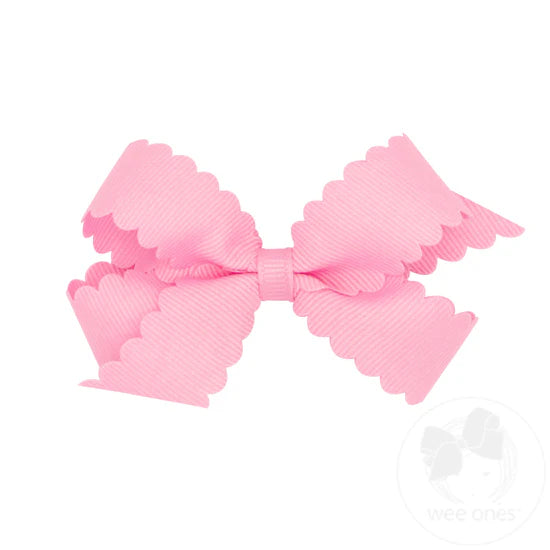 Mini Grosgrain Hairbow with Scalloped Edge
