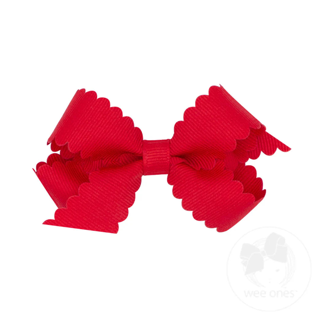 Mini Grosgrain Hairbow with Scalloped Edge