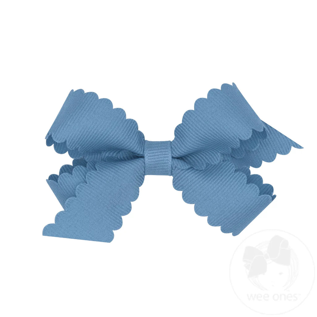 Mini Grosgrain Hairbow with Scalloped Edge