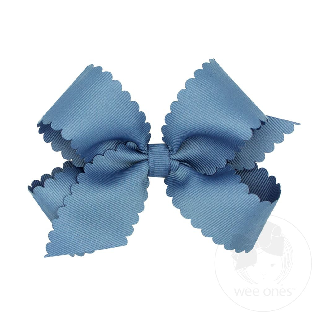 Medium Grosgrain Hair Bow with Scalloped Edge